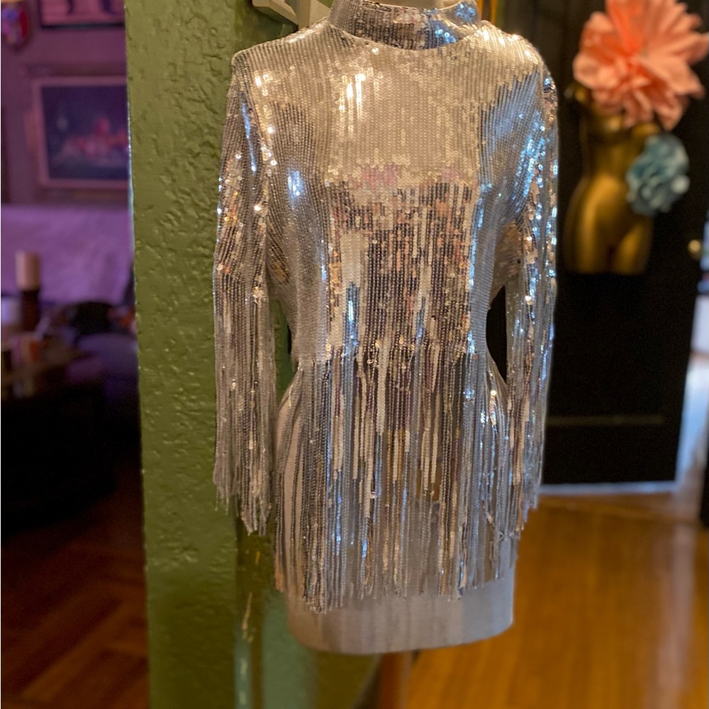 Silver Fringe Women's Top